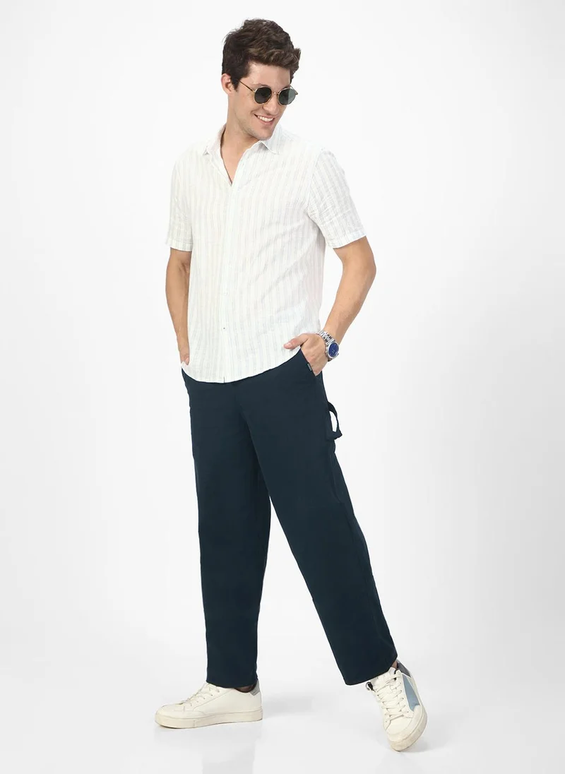 Urbano Fashion  Urbano Fashion Men's Navy Loose Baggy Fit Solid Carpenter Trouser Pant with 5 Pockets Non-Stretchable for Men | Best Price UAE
